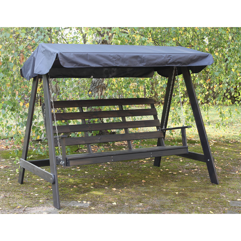 Youngs 3 Person Pine Porch Swing with Canopy, Taupe Grey