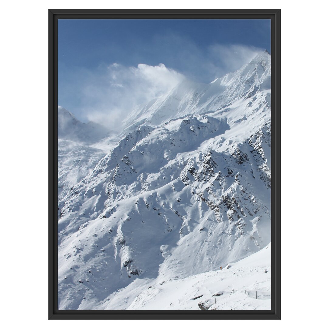 Gerahmtes Wandbild schneebedeckte Berggipfel