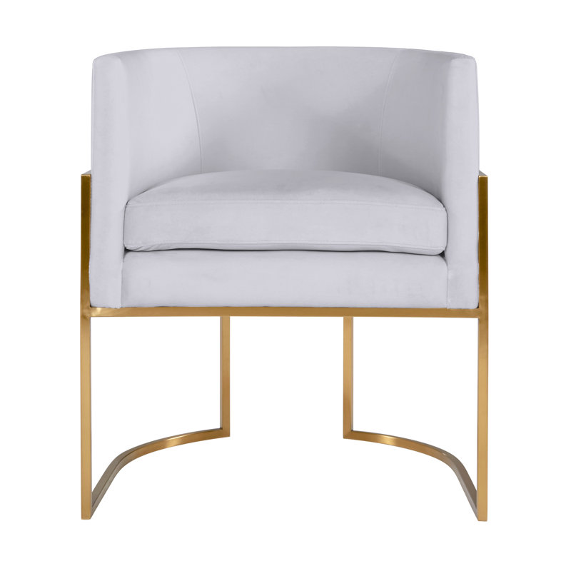48.3cm H Velvet Upholstered Side Chair, Gold, Grey