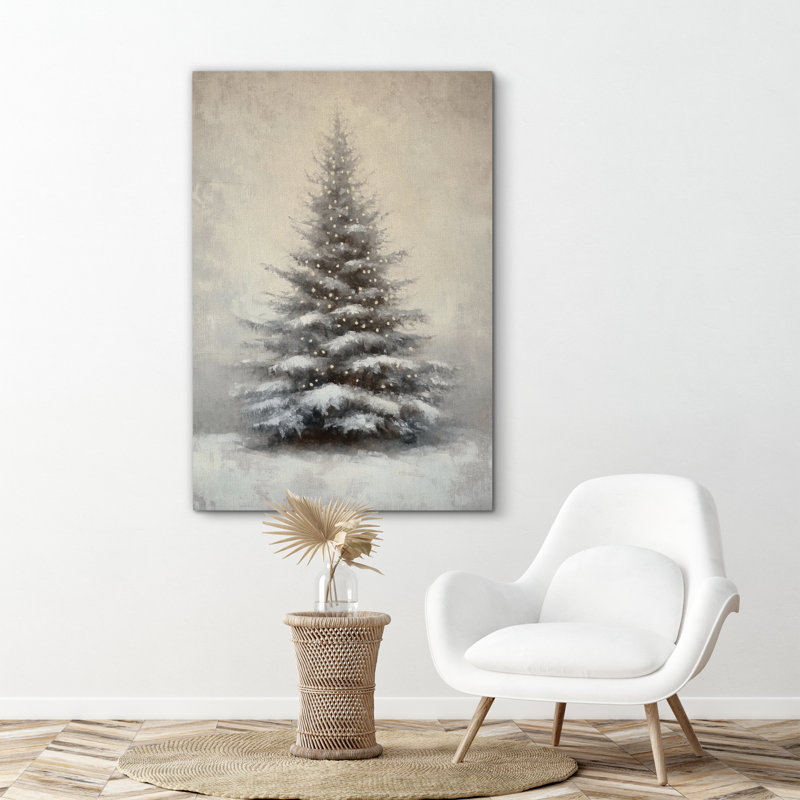 «Rustic Grey Christmas Christmas pin Snow Winter Farmhouse Holiday Decor», reproduction d'art sur toile encadrée