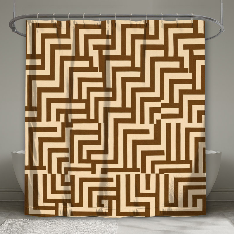 Rideaux de douche Labyrinth, L 70 po x H 84 po, Brun moyen / beige clair