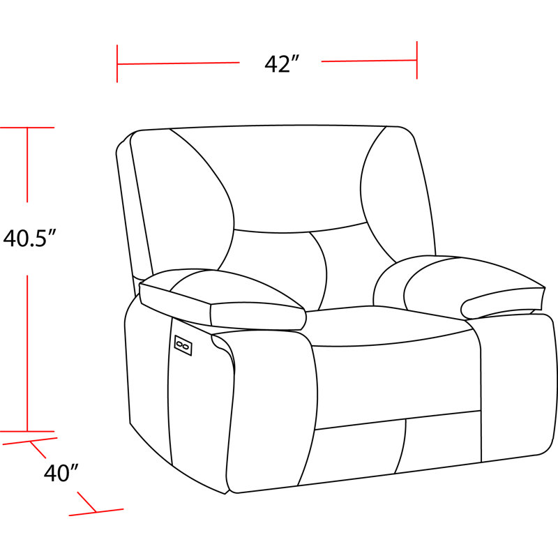 Fauteuil inclinable électrique sans accoudoir de 42 po Pulchia avec appui-tête réglable et accoudoirs coussinés Pulchia
