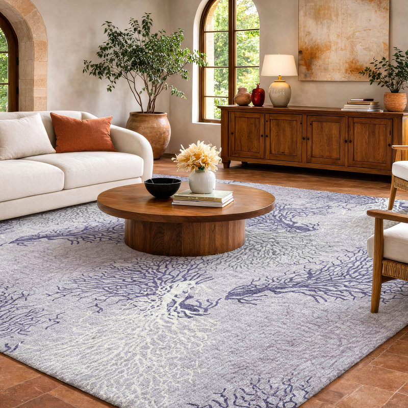 Tapis corail à poils longs de qualité supérieure lavable à la machine ADS182, Mauve, 5 pi x 7 pi 6 po
