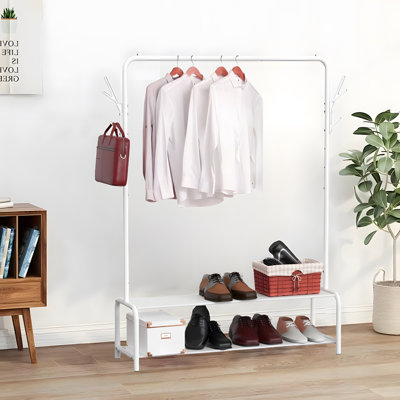 Simple Trending Standard Clothes Clothing Garment Rack With Storage Shelves