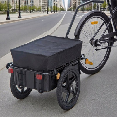 Outdoor Storage Trailer Bicycle Cargo Trailer With Removable Box And Waterproof Cover, Bike Wagon Trailer