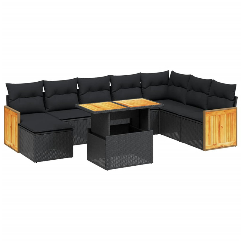  Ensemble de canapé de jardin noir