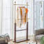 Portemanteau en acier inoxydable à double couche avec cloison en bois massif, hauteur de 68,9 po