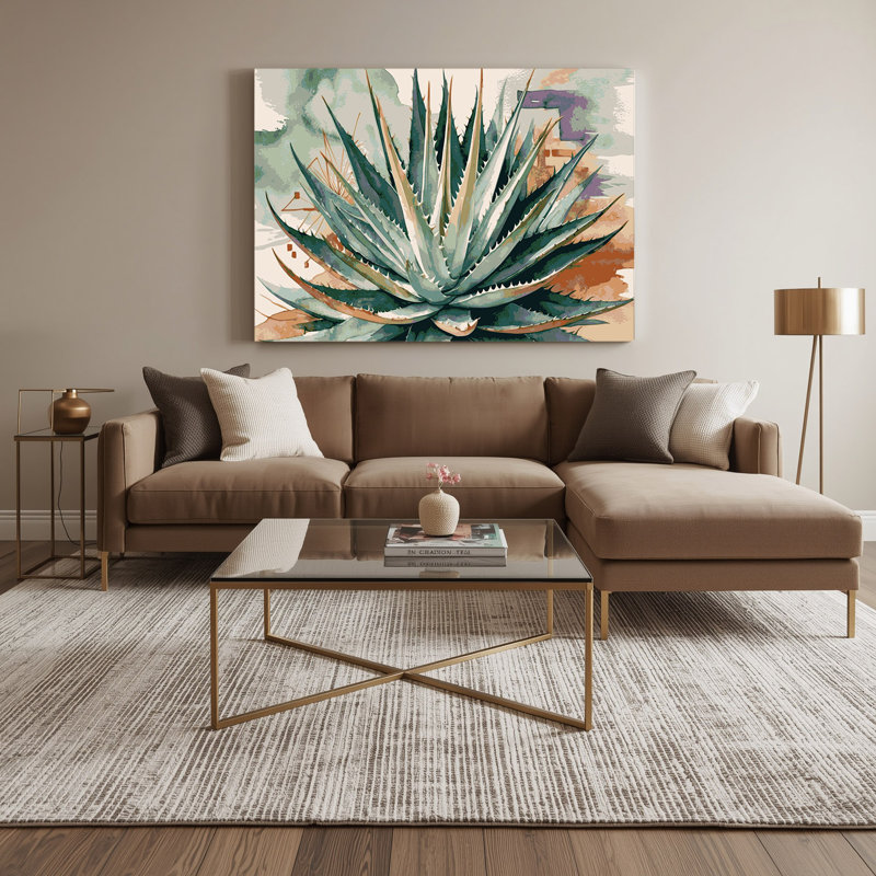 «Southwestern Plants Aloe Vera 147», art mural sur toile grise, H 11 po x l 14 po