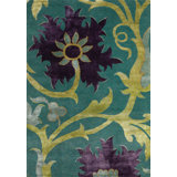 Trinidad Floral Area Rug in Deep Teal/Citron Green/Royal Purple