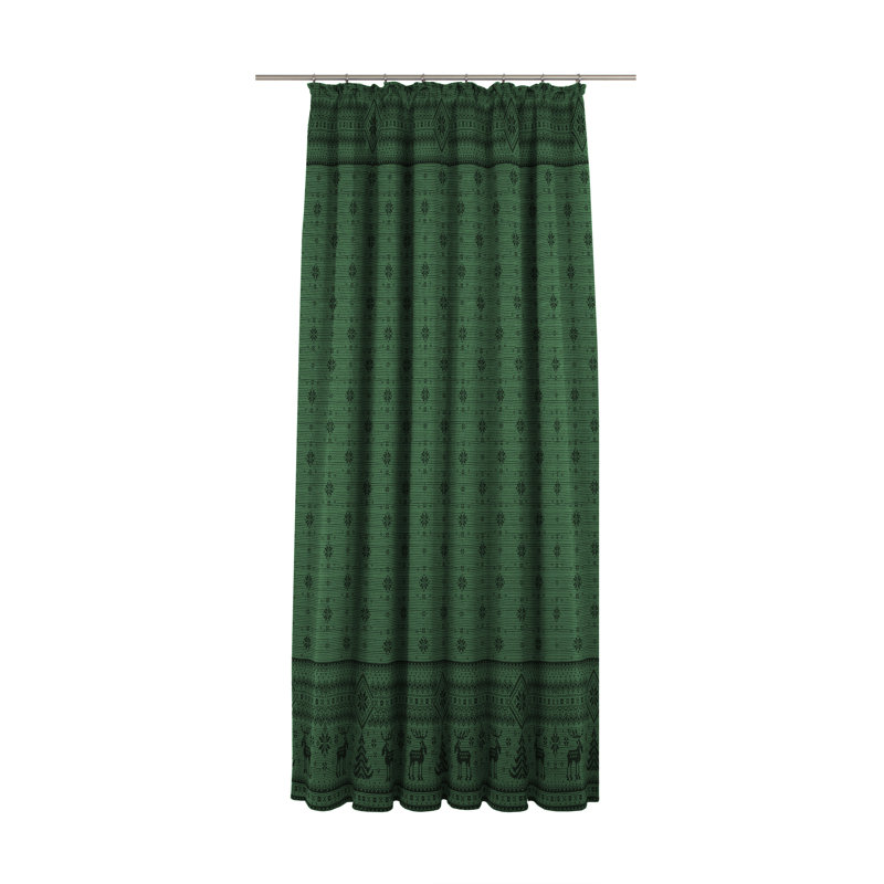 Larissa Synthetic Room Pencil Pleat Curtain, single Panel, opaque, Green, 135 W x 145 D cm