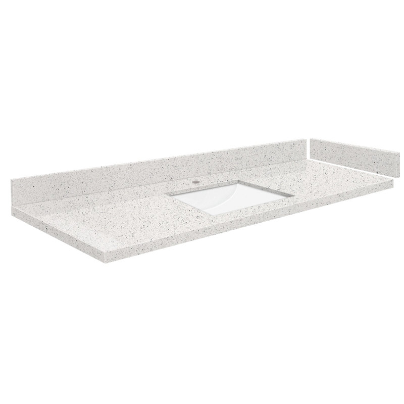 57,75 comptoir de meuble-lavabo simple avec 1 trou de robinet, Neige stellaire