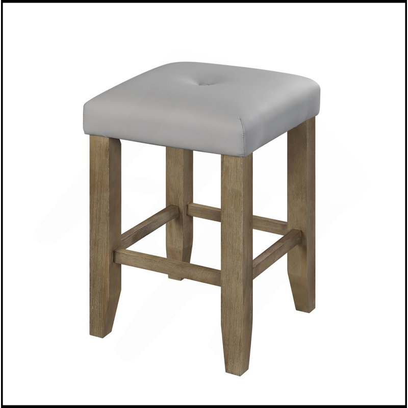 Tabouret à hauteur de comptoir Charnell en cuir synthétique gris et chêne (ensemble de 2)