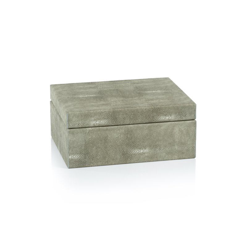 Kameia Shagreen Leather Decorative Box, 4" H x 9" W x 7" D
