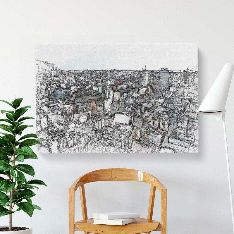Buenos Aires Skyline in Argentina in Abstract - Wrapped Canvas, 60cm H x 91cm W x 3cm D
