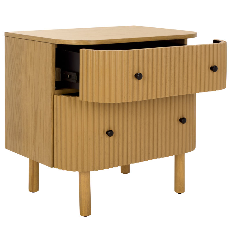 Table de chevet 2 tiroirs Himanshu, Naturel