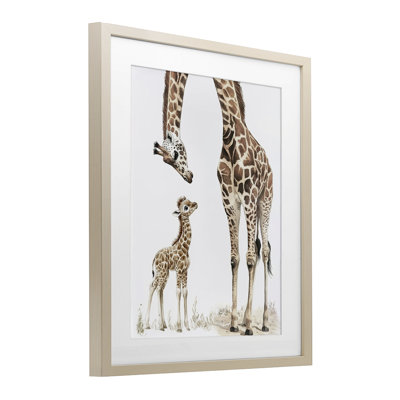 «Baby Giraffe Calf», reproduction sous verre encadrée, design par Ramona Murdock