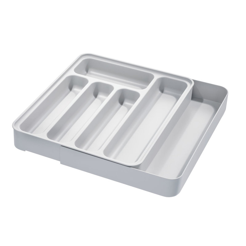 iDesign Eco BPA-Free Recycled Plastic Expandable Flatware and Cutlery Tray, Flint