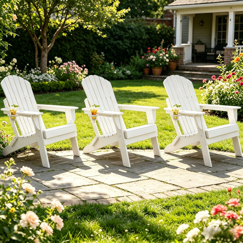 Foldable Outdoor Adirondack Chair, White