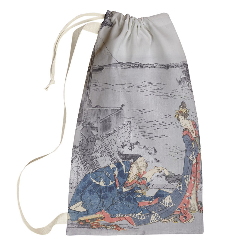 Sac à lessive en poucela japonais, Grand (H 76,5 po x l 29,5 po x 1,5 po), Bleu/rouge