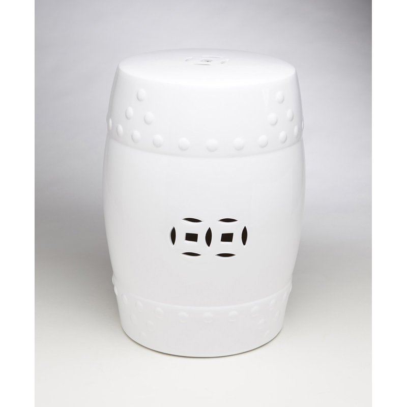 Tabouret de jardin en céramique Giono, Peinte en blanc