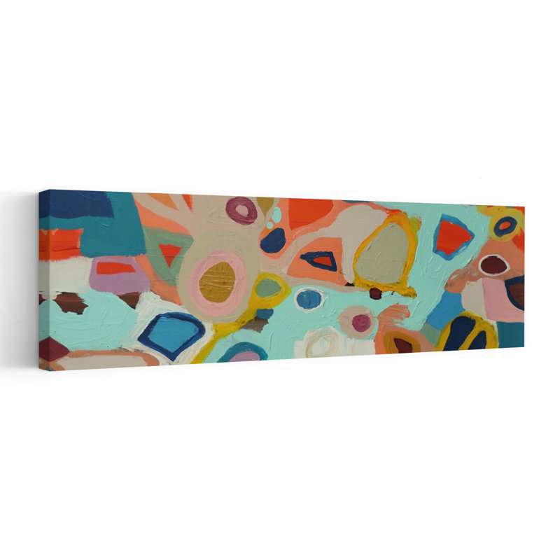 «Vibrant Abstract Forms Abstract Modern Contemporary», art mural, 12" H x 36" W