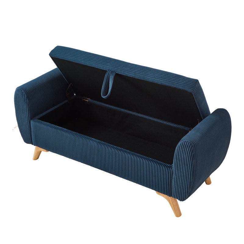 Banc de rangement en velours Velourrove, Bleu