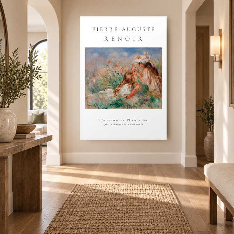 Renoir Impressionist Meadow Girls Exhibition Poster Canvas Print, 24" H x 16" W