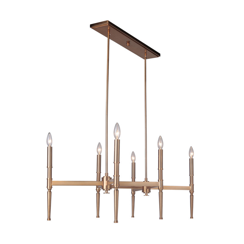 Lustree linéaire 6 lumières spoutnik modern Quinlan, Laiton satiné