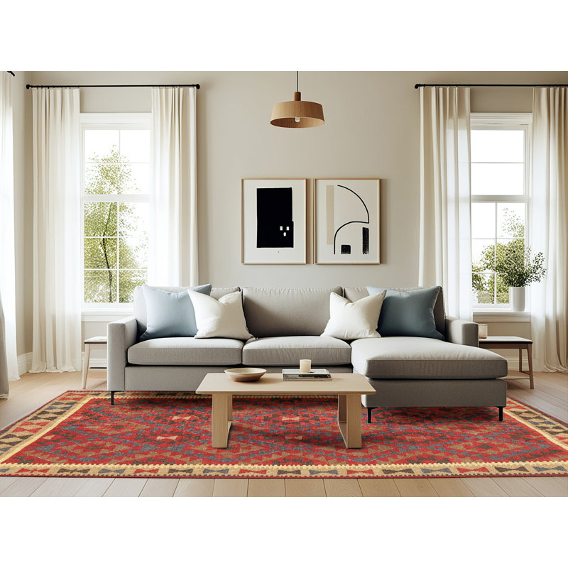 Tapis brun/rouge contemporain Allante, Rectangle 6 pi x 9 pi