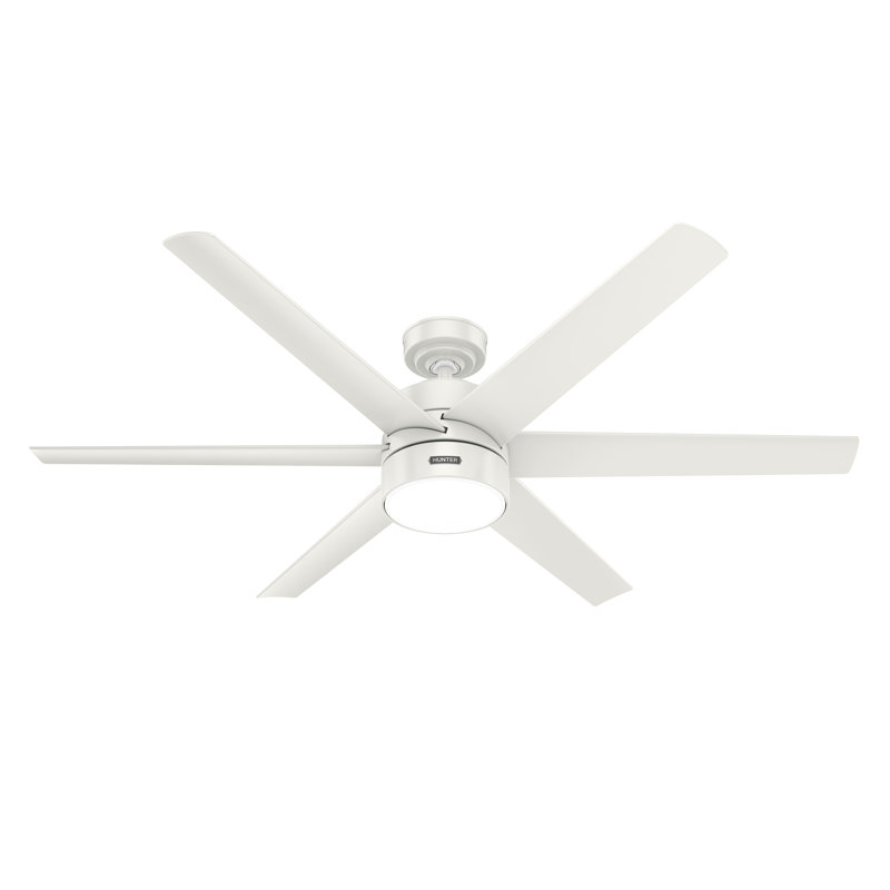 60" Solaria 6 - Blade Outdoor Standard Ceiling Fan with Lights, Fresh White