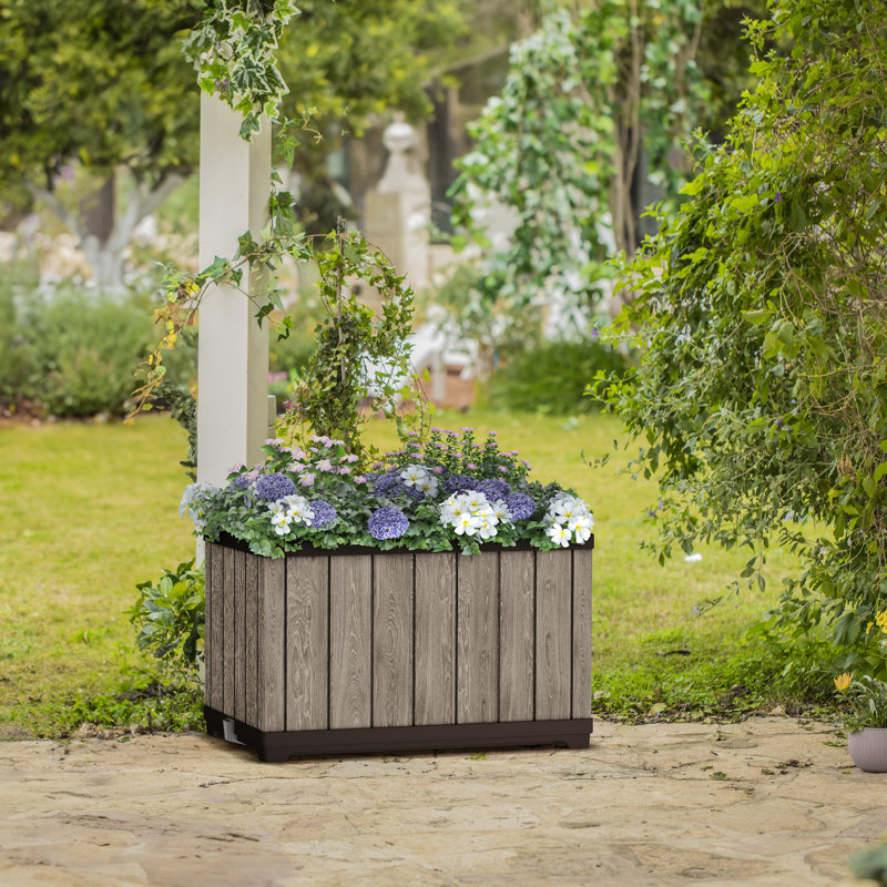 Keter Signature Rectangular Planter - Ashwood Brown