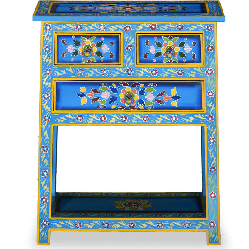 Commode d'appoint en bois massif Mahim, Turquoise, 29.9" H x 23.6"" W x 11.8" D