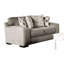 Causeuse Edison, tissu gris, 4 coussins décoratifs, accoudoirs fins, 75 po