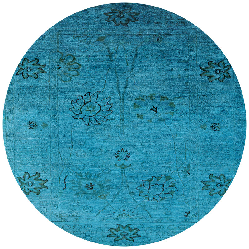 Tapis vert de style oriental, Rond 3 pi