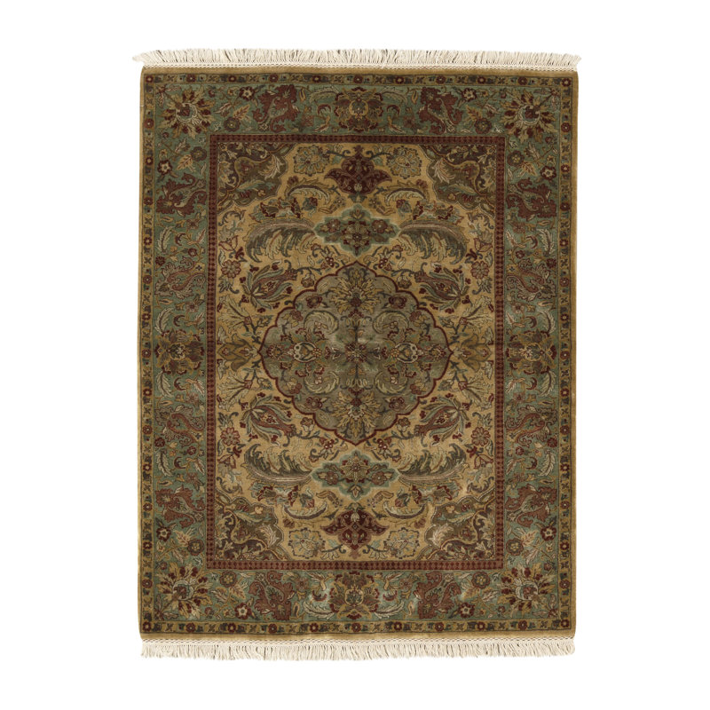 Wool Oriental Area Rug in Gold