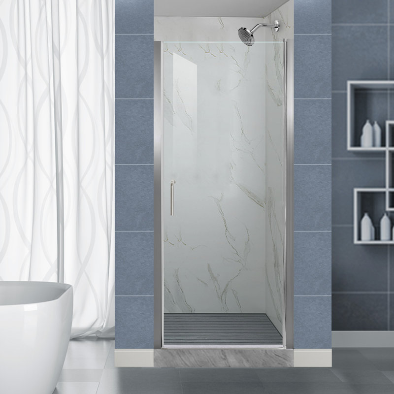 30-31.9 in. W x 72 in. H Pivot Swing Frameless Shower Door with Clear SGCC Tempered Glass, Chrome