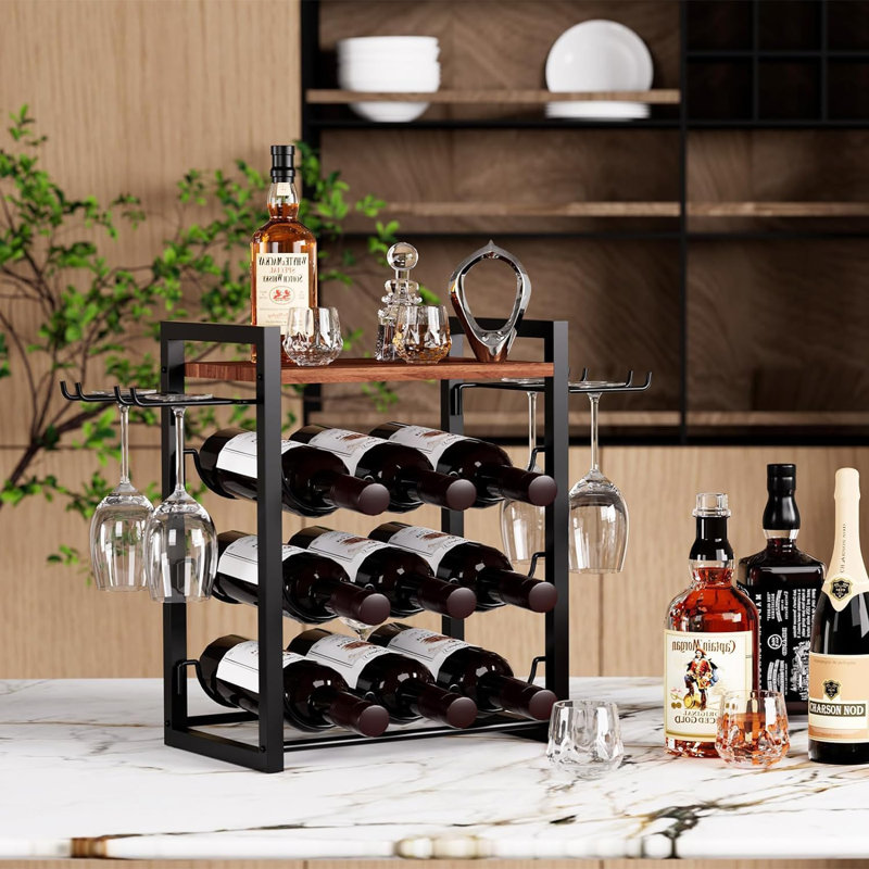 Tabletop Wine Bottle & Glass Rack