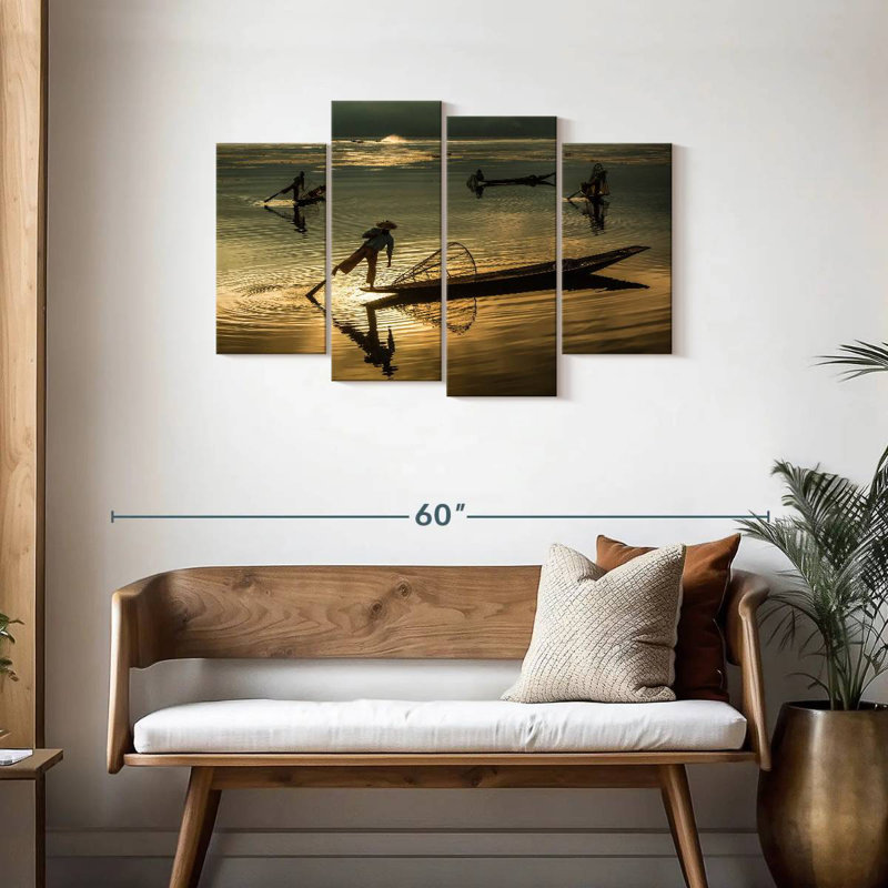 Pêcheurs du lac Senne Inle en Burma, H 27 po x l 43 po