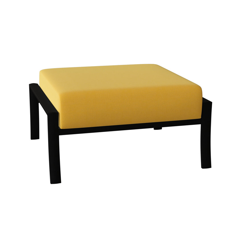 Fremont Outdoor Ottoman, Textured Black, Canvas Bird's Eye Sunbrella® Canvas