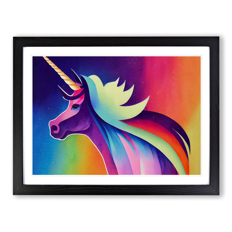 Beautiful Unicorn Abstract - Framed Print, 34cm H x 46cm W x 2cm D, Black Framed