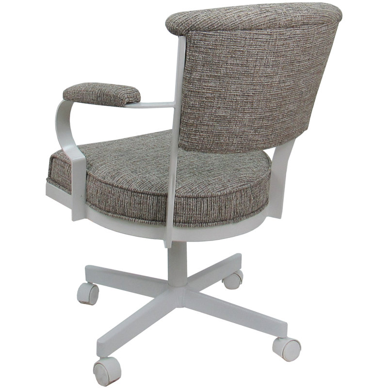 Chaise pivotante en métal Magaw, Mélange de polyester brun clair, Blanc