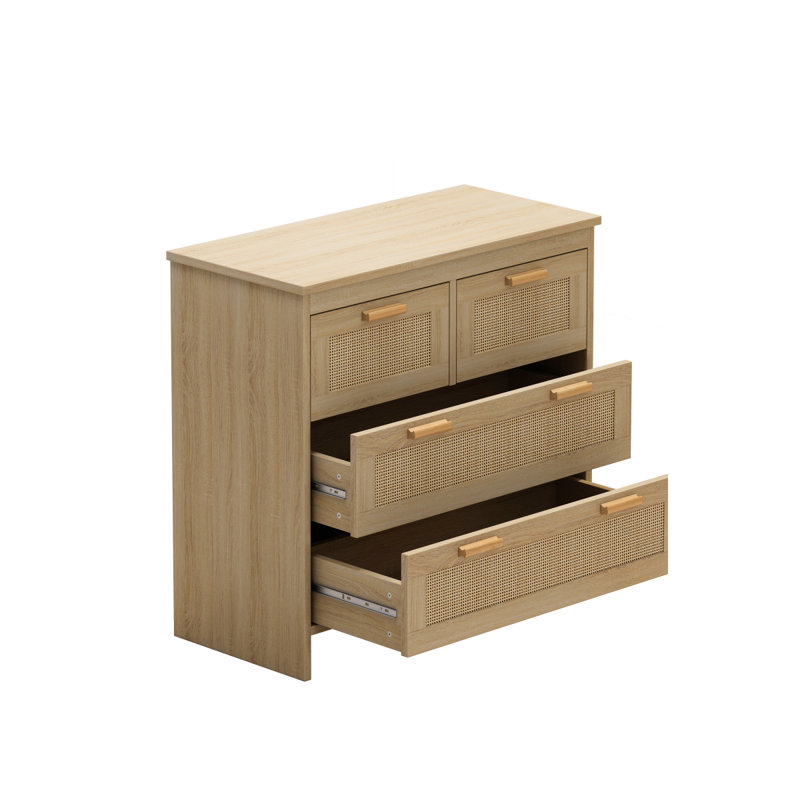 Armoire 4 tiroirs en rotin, pour chambre à coucher, salon, salle à manger, couloirs, assemblage facile