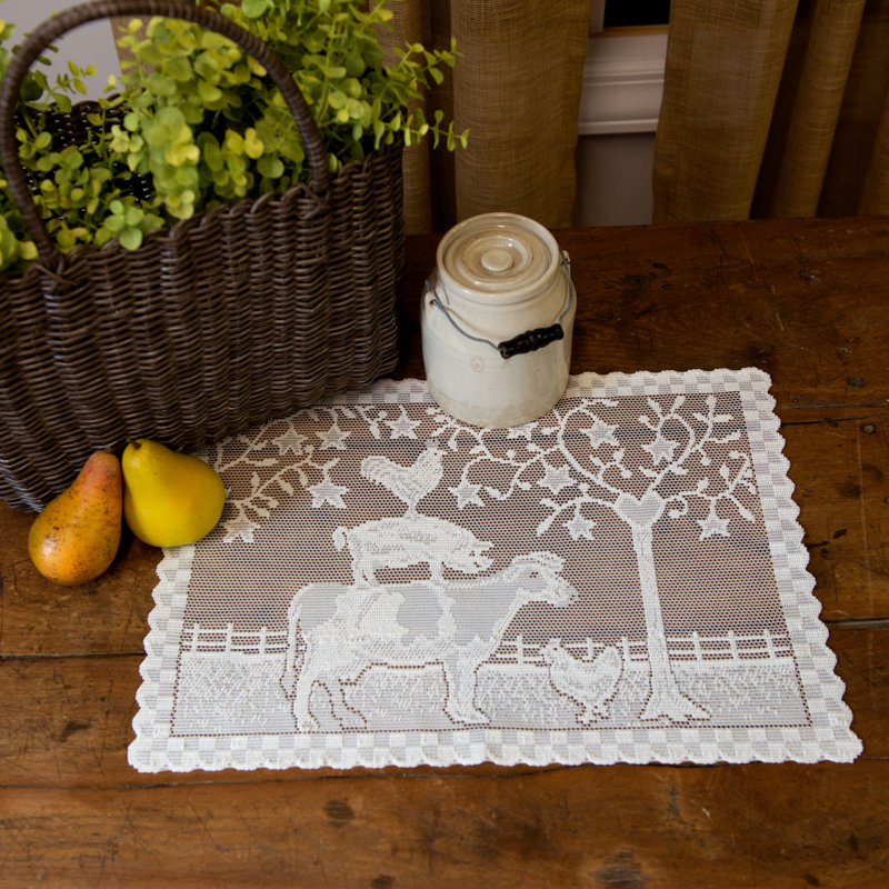 Chad Polyester No Pattern Doily, White, 14" x 14"