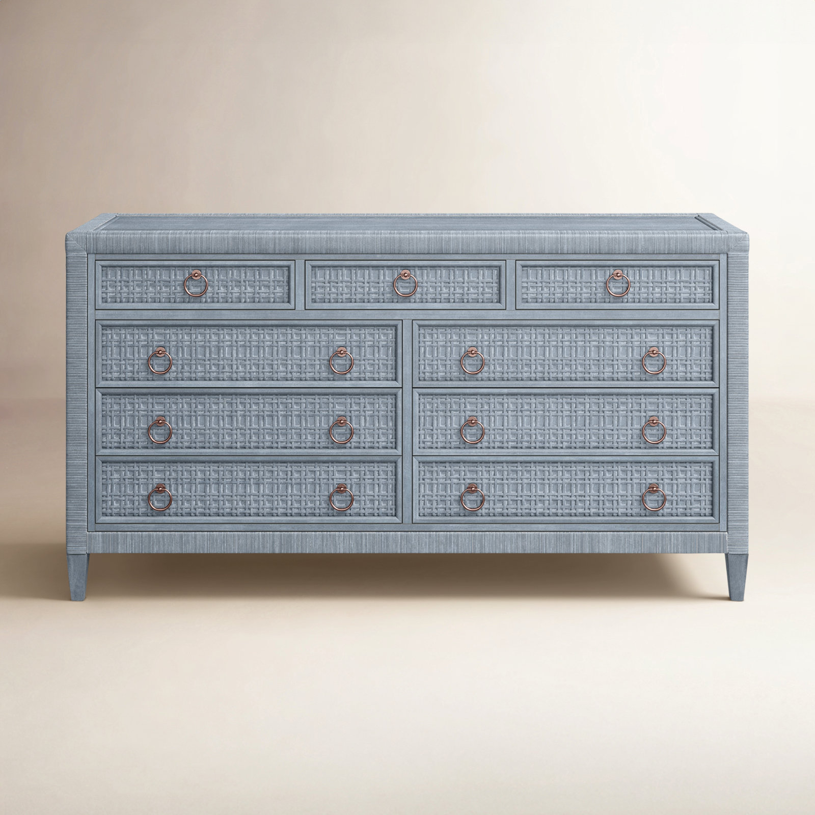 Monterey 64" Double Dresser, Sea Glass, No, Satin Nickel