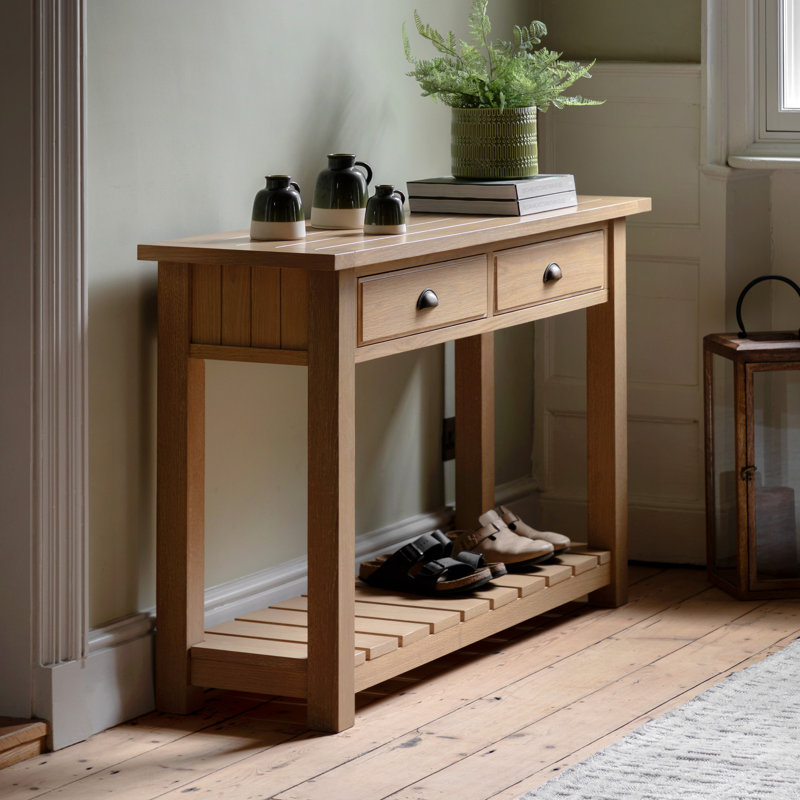 140 cm W Solid Wood Top Console Table, Natural, Natural, Natural