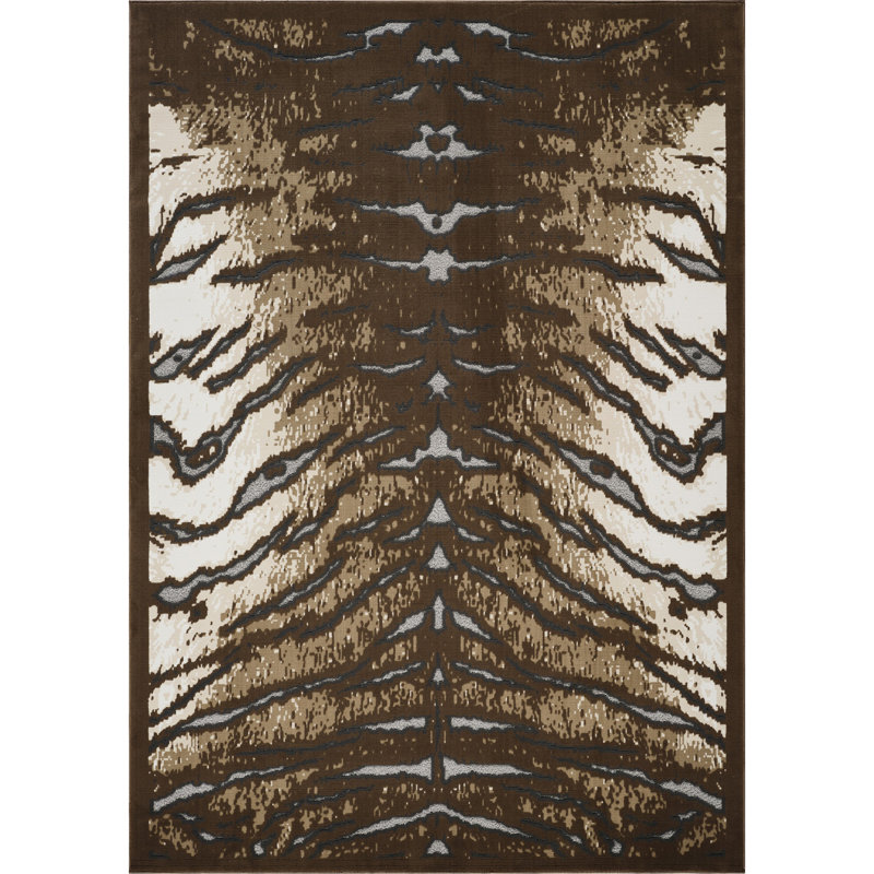 Serre 3 po X 7 pi Tapis, Brun / Ivoire, Rectangle 5 pi 3 po x 7 pi
