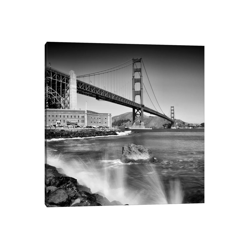 Golden Gate Bridge With Breakers by Melanie Viola - Wrapped Canvas Print, 66.04 cm H x 66.04 cm W x 3.175 cm D