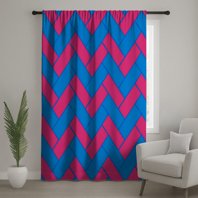 Blue  Herringbone Window Curtains, Herringbone  Blockout Curtains - 1 Panel