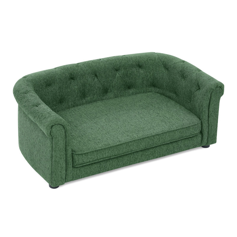 Elegant Button-tufted Pet Sofa With Linen Upholstery