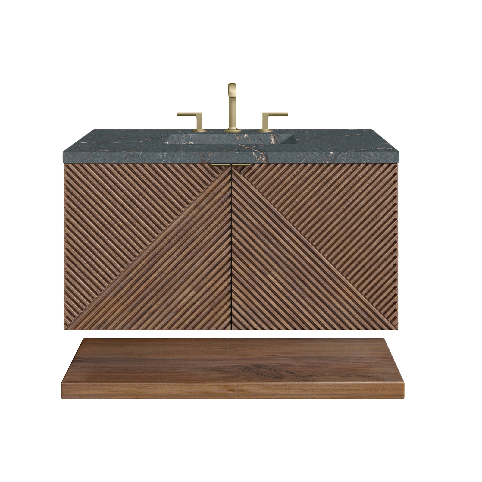 Marcello 36'' Single Bathroom Vanity, Parisien Bleu Quartz, 8" Widespread